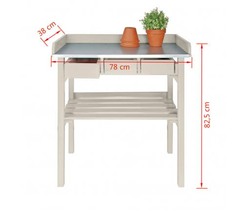 Esschert Design dārza darba galds, balts, CF29W