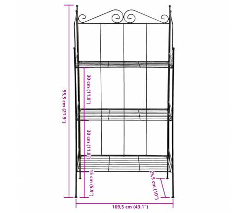 Esschert Design 3 līmeņu plaukts, L