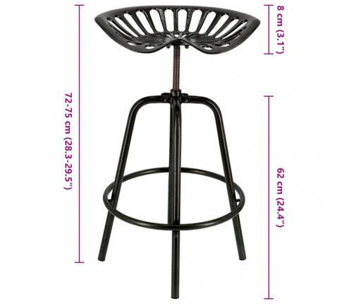 Esschert Design bāra krēsls, traktora dizains, melns