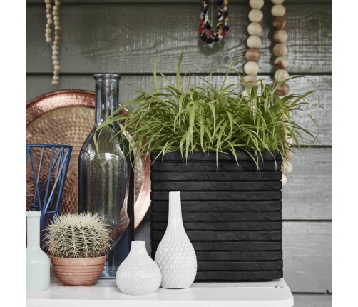 Capi kvadrātveida puķu kaste Nature Row, 40x40 cm, melna, KBLRO903