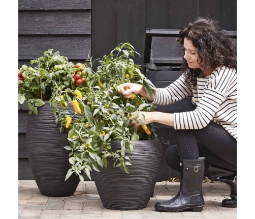 Capi vāze Nature Rib, sašaurināta forma, 42x38 cm, melna, KBLR362