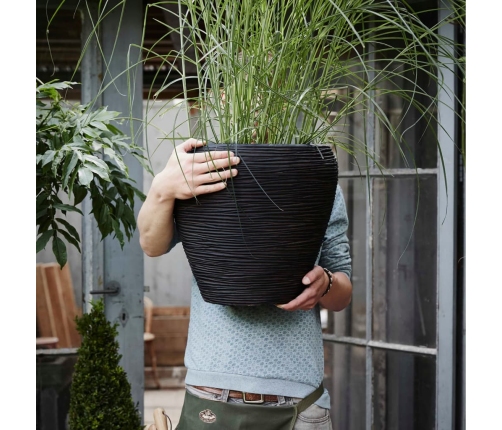 Capi vāze Nature Rib, sašaurināta forma, 42x38 cm, melna, KBLR362