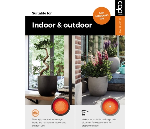 Capi vāze Nature Rib, apaļa forma, 40x32 cm, melna, KBLR270