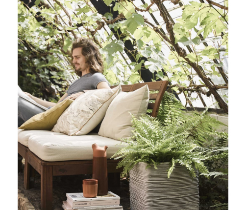 Capi kvadrātveida puķu kaste Nature Rib, 30x30 cm, ziloņkaula, KOFI902