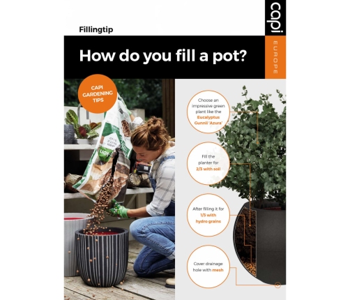 Capi olveida puķu kaste Nature Rib, 35x34cm, ziloņkaula krāsā, KOFI932