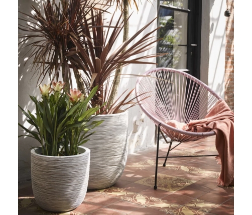 Capi olveida puķu kaste Nature Rib, 43x41cm, ziloņkaula krāsa, KOFI933