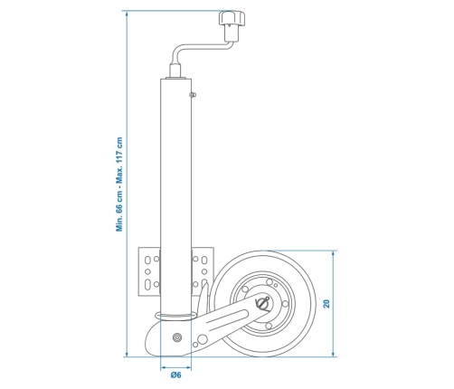 ProPlus piekabes atbalsta ritenis ar riepu, 60 mm, 20x6 cm, 341505