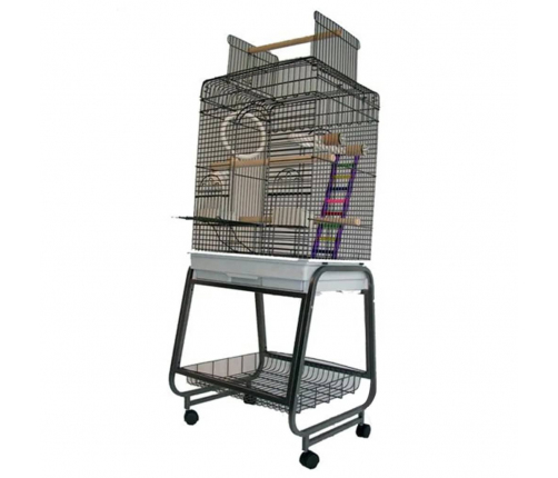 Strong papagaiļu būris Villa Aurelia, pelēks, 56x43x154 cm, 93025