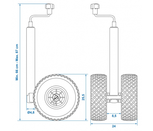 ProPlus piekabes atbalsta ritenis ar gaisa pildījumu 341508, 26x8,5 cm
