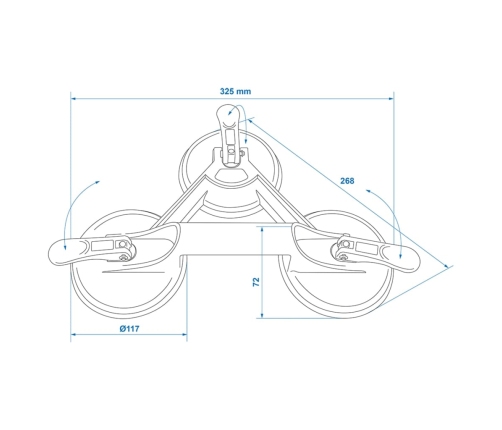 ProPlus vakuuma pacēlājs, alumīnijs, ar 3 piesūcekņiem