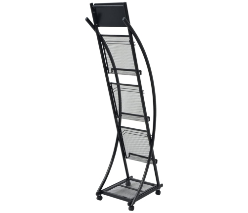 vidaXL žurnālu plaukts, 40x32x131 cm, melns, A4