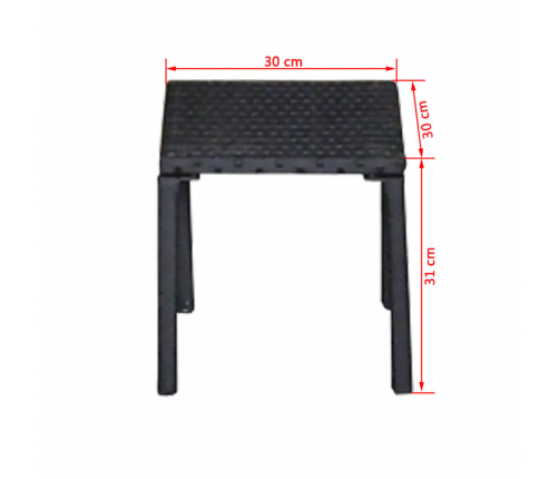 vidaXL sauļošanās zviļņi ar galdiņu, melna PE rotangpalma