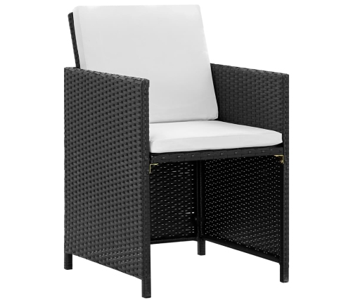 vidaXL 11-daļīgs dārza mēbeļu komplekts ar matračiem, PE pinums, melns