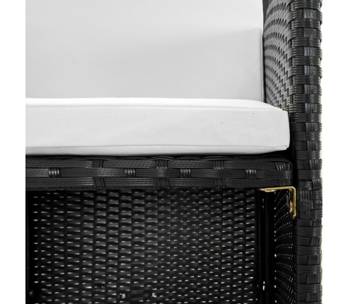 vidaXL 11-daļīgs dārza mēbeļu komplekts ar matračiem, PE pinums, melns