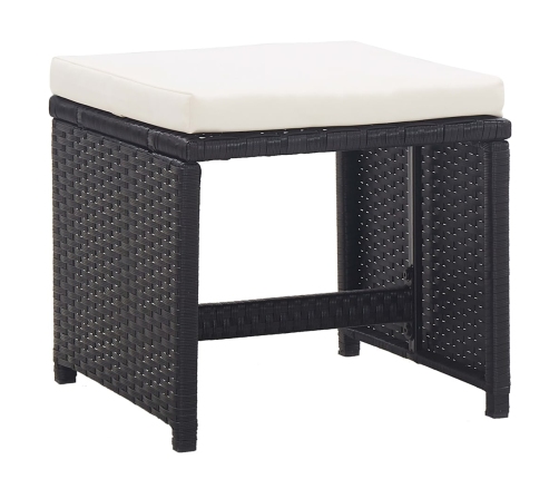 vidaXL 11-daļīgs dārza mēbeļu komplekts ar matračiem, PE pinums, melns