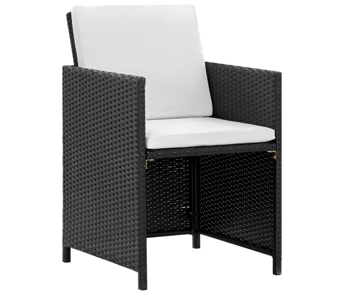 vidaXL 11-daļīgs dārza mēbeļu komplekts ar matračiem, PE pinums, melns