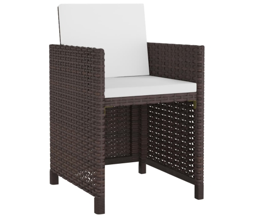 vidaXL 11-daļīgs dārza mēbeļu komplekts ar matračiem, PE pinums, brūns