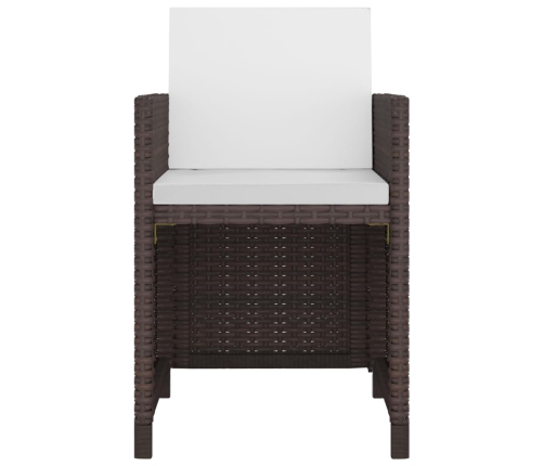 vidaXL 11-daļīgs dārza mēbeļu komplekts ar matračiem, PE pinums, brūns