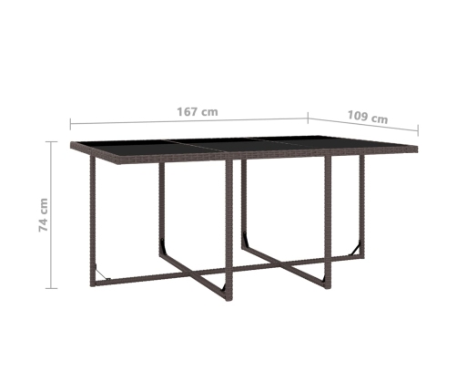 vidaXL 11-daļīgs dārza mēbeļu komplekts ar matračiem, PE pinums, brūns