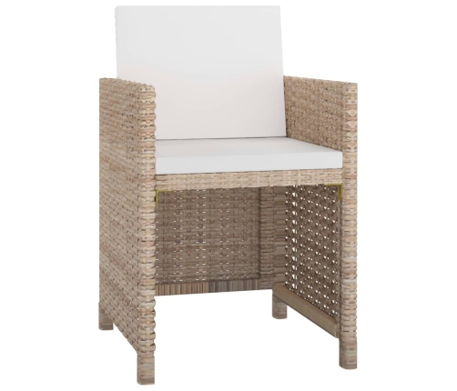 vidaXL 11-daļīgs dārza mēbeļu komplekts ar matračiem, PE pinums, bēšs