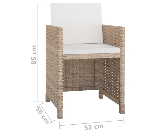 vidaXL 11-daļīgs dārza mēbeļu komplekts ar matračiem, PE pinums, bēšs