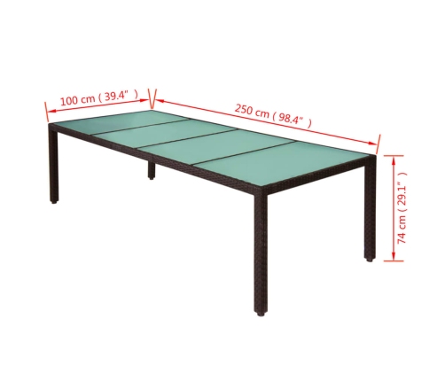 vidaXL 11-daļīgs dārza mēbeļu komplekts ar matračiem, PE pinums, brūns