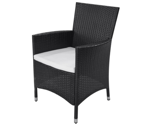 vidaXL 11-daļīgs dārza mēbeļu komplekts ar matračiem, PE pinums, melns