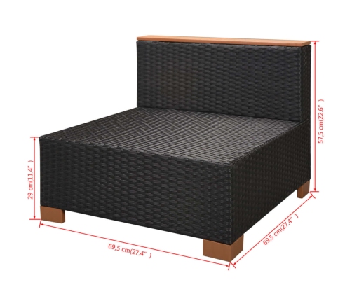 vidaXL 10-daļīgs dārza atpūtas mēbeļu komplekts ar matračiem, melns PE