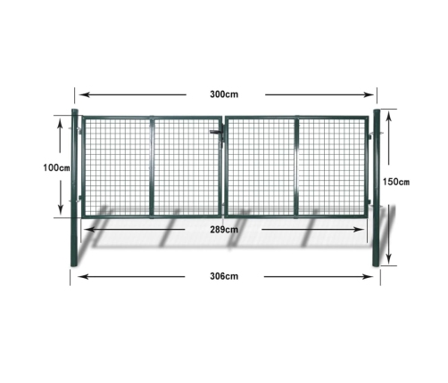 vidaXL žoga vārti, tērauds, 306x150 cm, zaļi