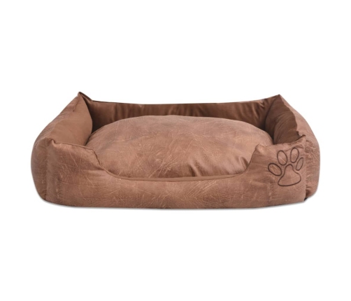 vidaXL suņu gulta + spilvens, PU mākslīgā āda, M, bēša