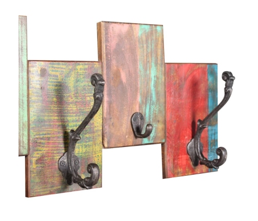 vidaXL virsdrēbju pakaramais, 7 āķi, pārstrādāts masīvkoks