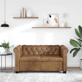 Divvietīgs Chesterfield Dīvāns, Brūna Mākslīgā Āda  Vidaxl