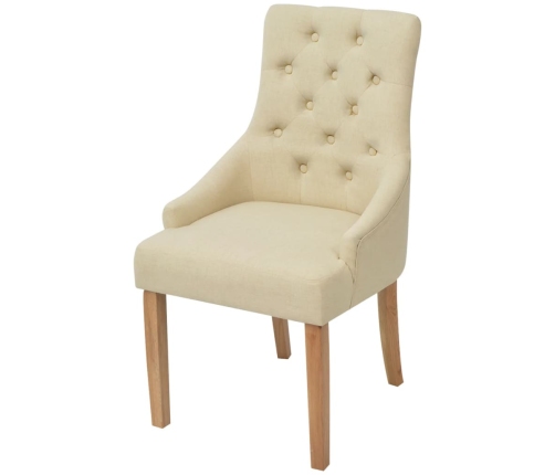 vidaXL virtuves krēsli, 2 gab., krēmkrāsas audums