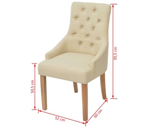 vidaXL virtuves krēsli, 2 gab., krēmkrāsas audums