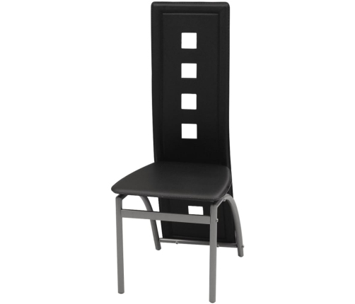 vidaXL virtuves krēsli, 4 gab., melna mākslīgā āda