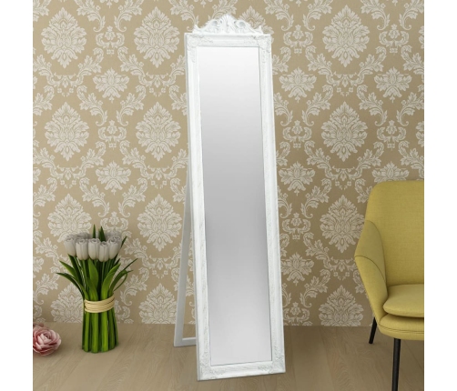 vidaXL brīvi stāvošs spogulis, baroka stils, 160x40 cm, balts