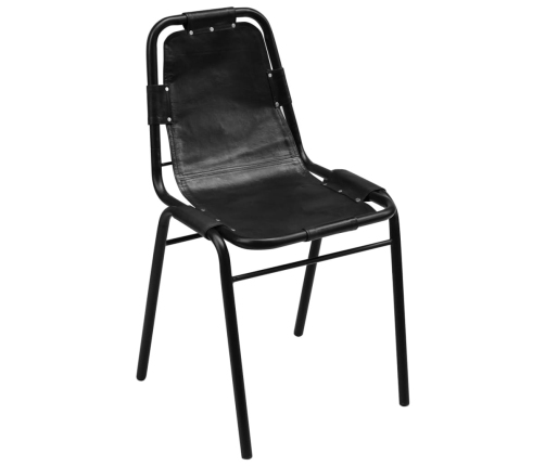 vidaXL virtuves krēsli, 2 gab., melna dabīgā āda