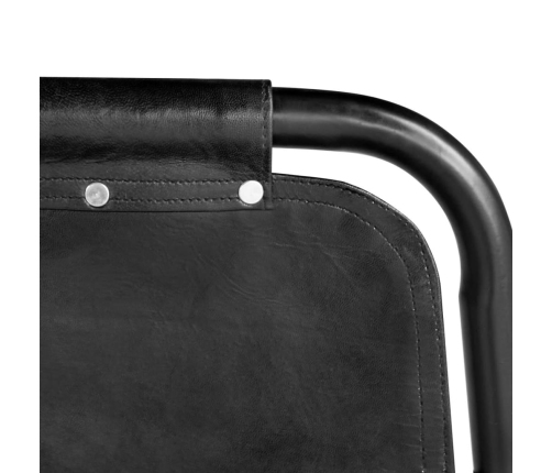 vidaXL virtuves krēsli, 2 gab., melna dabīgā āda