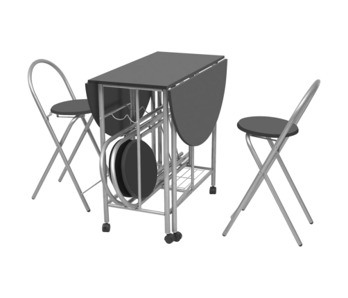 vidaXL virtuves mēbeļu komplekts, 5 gab., salokāms, melns