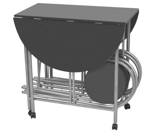 vidaXL virtuves mēbeļu komplekts, 5 gab., salokāms, melns