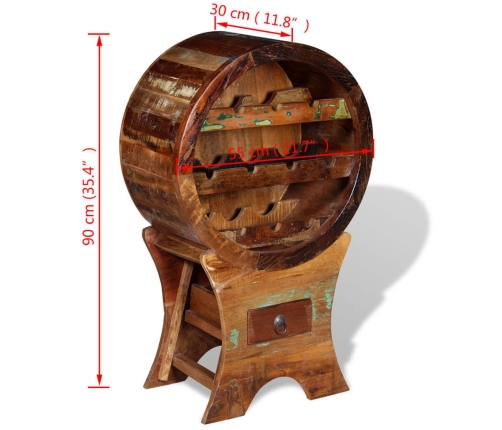 vidaXL vīna pudeļu statīvs 10 pudelēm, pārstrādāts koks