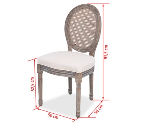 vidaXL virtuves krēsli, 4 gab., krēmkrāsas audums