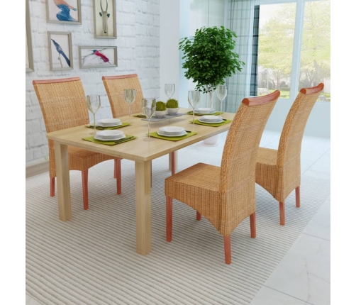 Virtuves Krēsli, 4 Gab., Brūni, Dabīga Rotangpalma Vidaxl