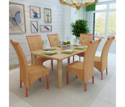 Virtuves Krēsli, 6 Gab., Brūna Dabīga Rotangpalma Vidaxl