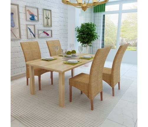 Virtuves Krēsli, 4 Gab., Brūni, Dabīga Rotangpalma Vidaxl