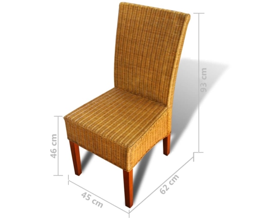 Virtuves Krēsli, 6 Gab., Brūna Dabīga Rotangpalma Vidaxl