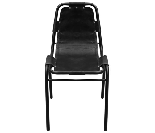 vidaXL virtuves krēsli, 4 gab., melna dabīga āda