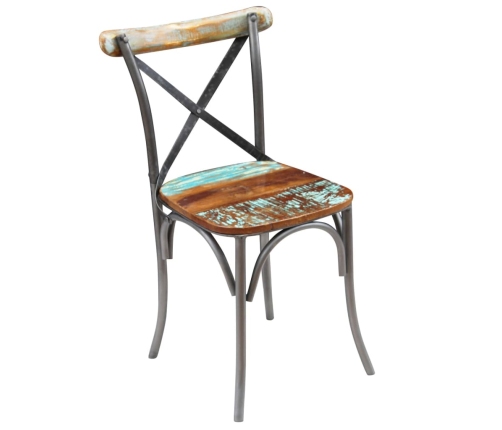 vidaXL virtuves krēsli, 6 gab., pārstrādāts masīvkoks