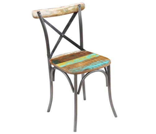 vidaXL virtuves krēsli, 6 gab., pārstrādāts masīvkoks