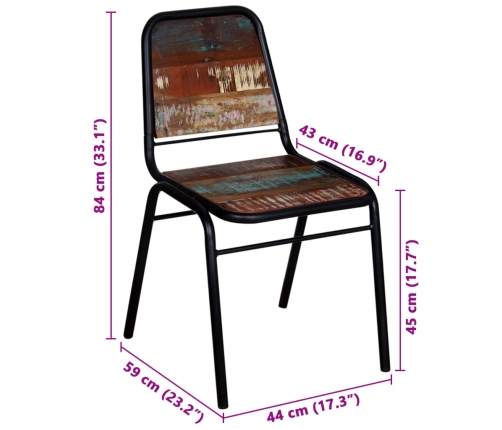 vidaXL virtuves krēsli, 4 gab., pārstrādāts masīvkoks